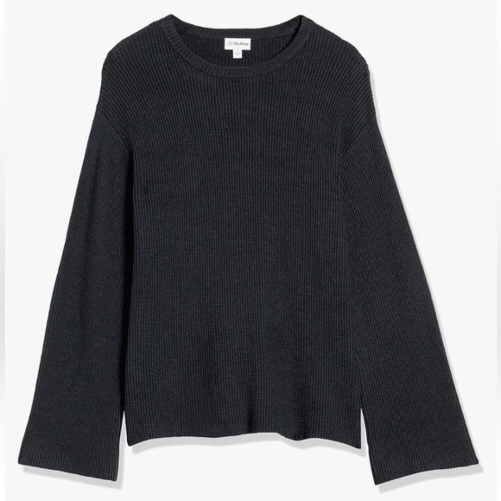 The‎ Drop Alice Crewneck Back Slit Ribbed Pullover Sweater Black - Picture 4 of 4